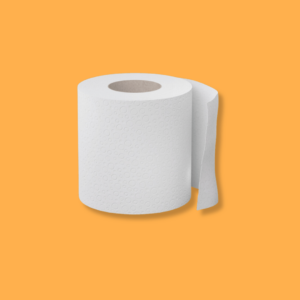 unpackaged Oceans plastic-free toilet roll against a yellow background