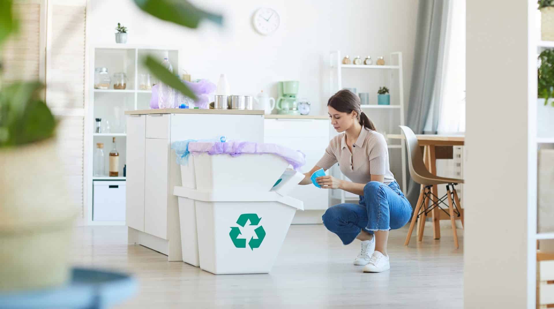 a women recycling to live more sustainably