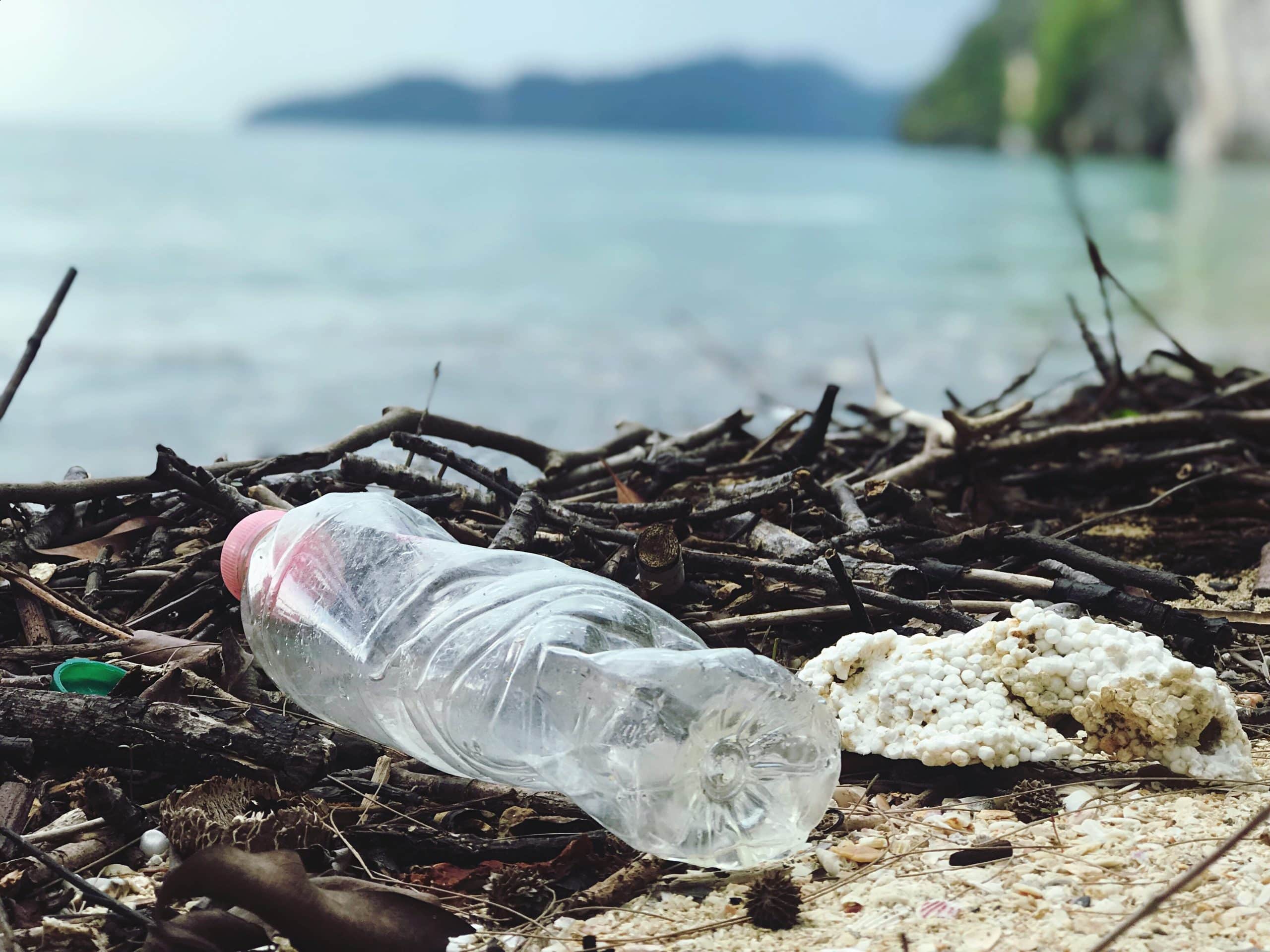 plastic bottle washed up from the sea